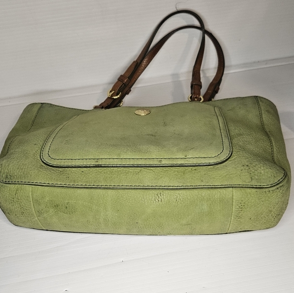 Vintage Coach Chelsea Tote Green Nubuc F10187 Rare - Picture 7 of 14